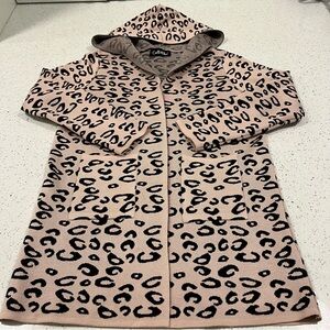 NWOT CHERIE BLISS Hooded Leopard Print Long Luxury Cardigan Tan Black Size M/L